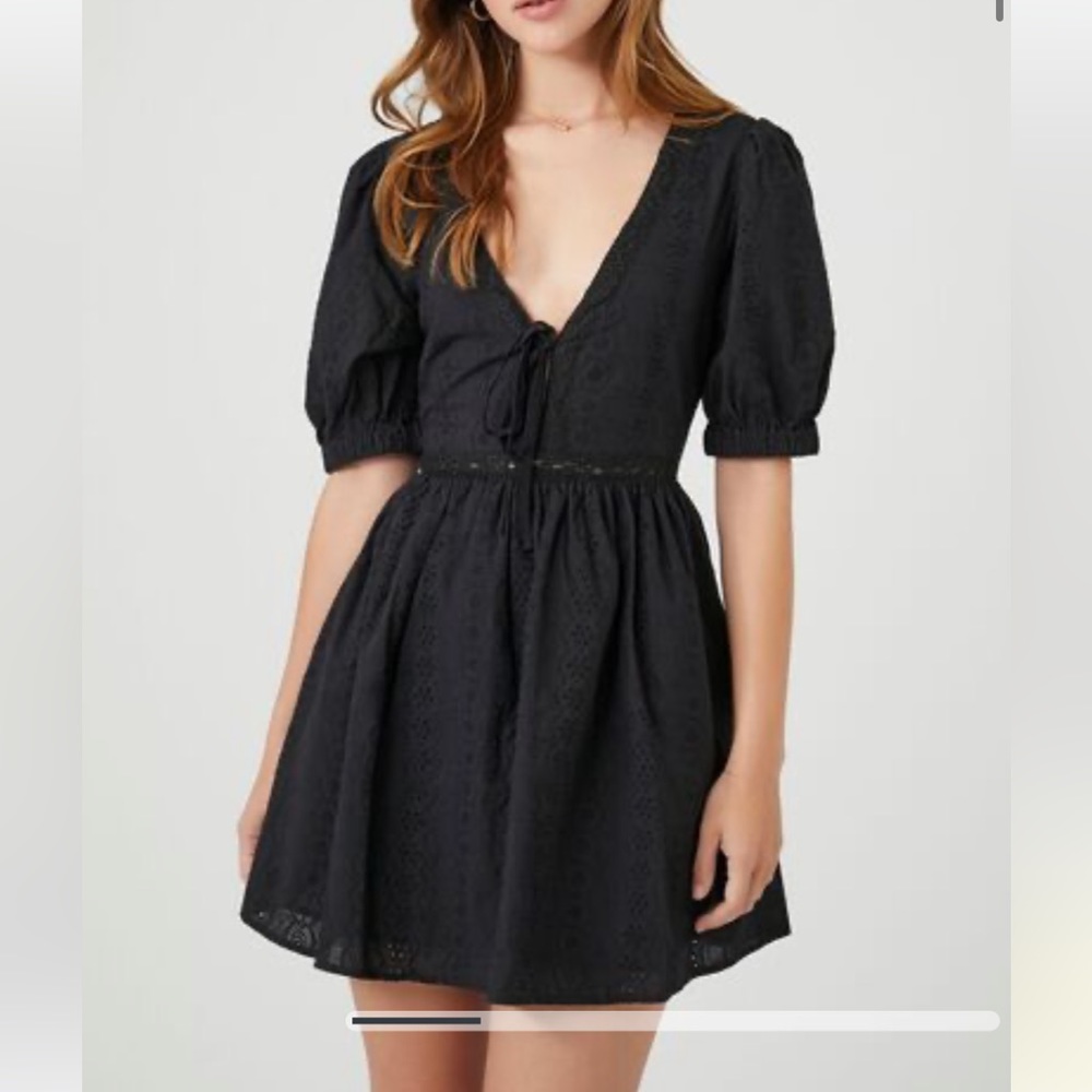New Black Eyelet Babydoll Forever 21 Dress